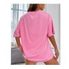 Women Letter Embroidery Drop Shoulder T-Shirt Back