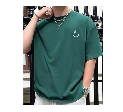 Men Expression Print Drop Shoulder T-Shirt Green