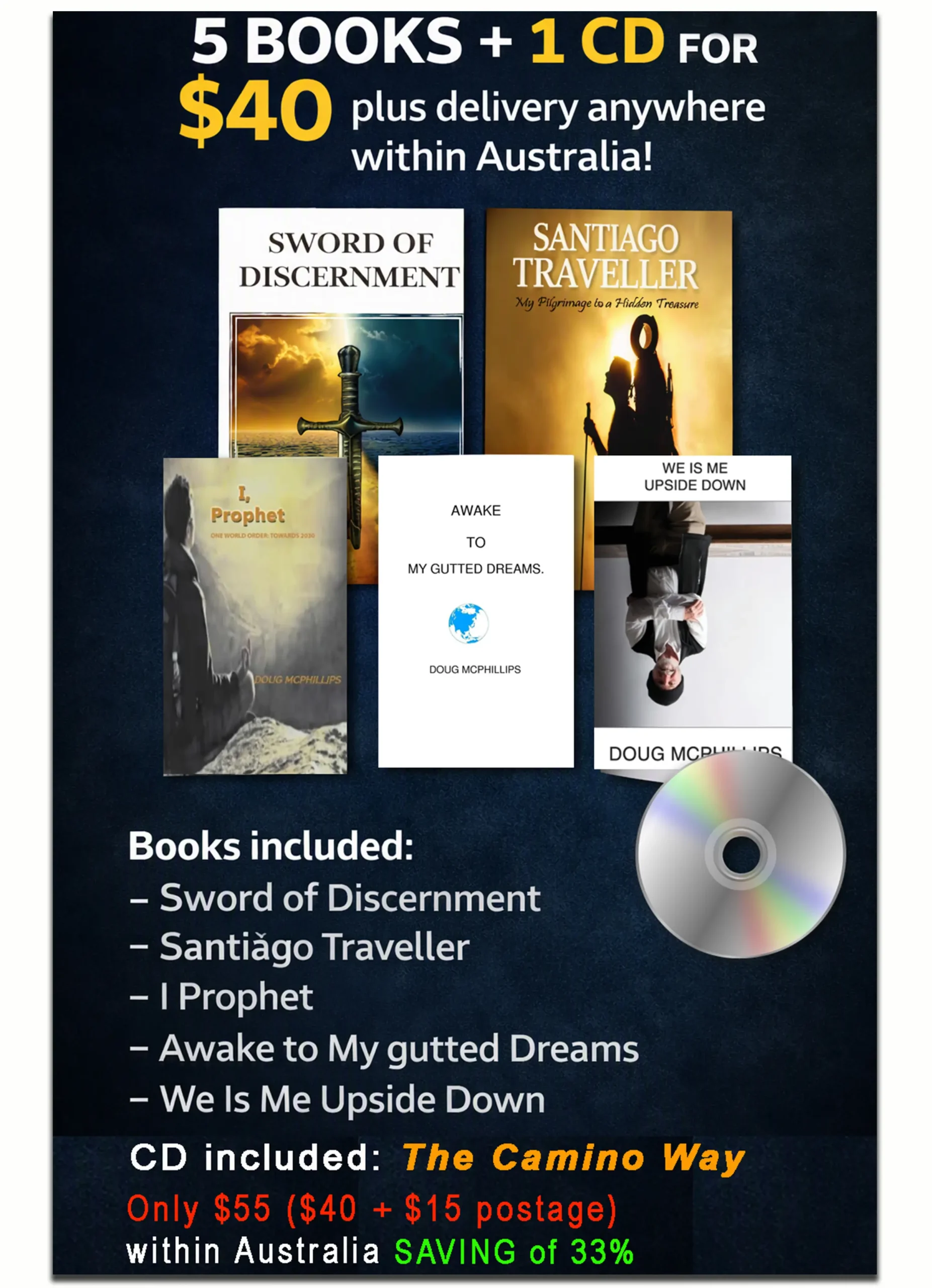5 books + 1 CD for $40